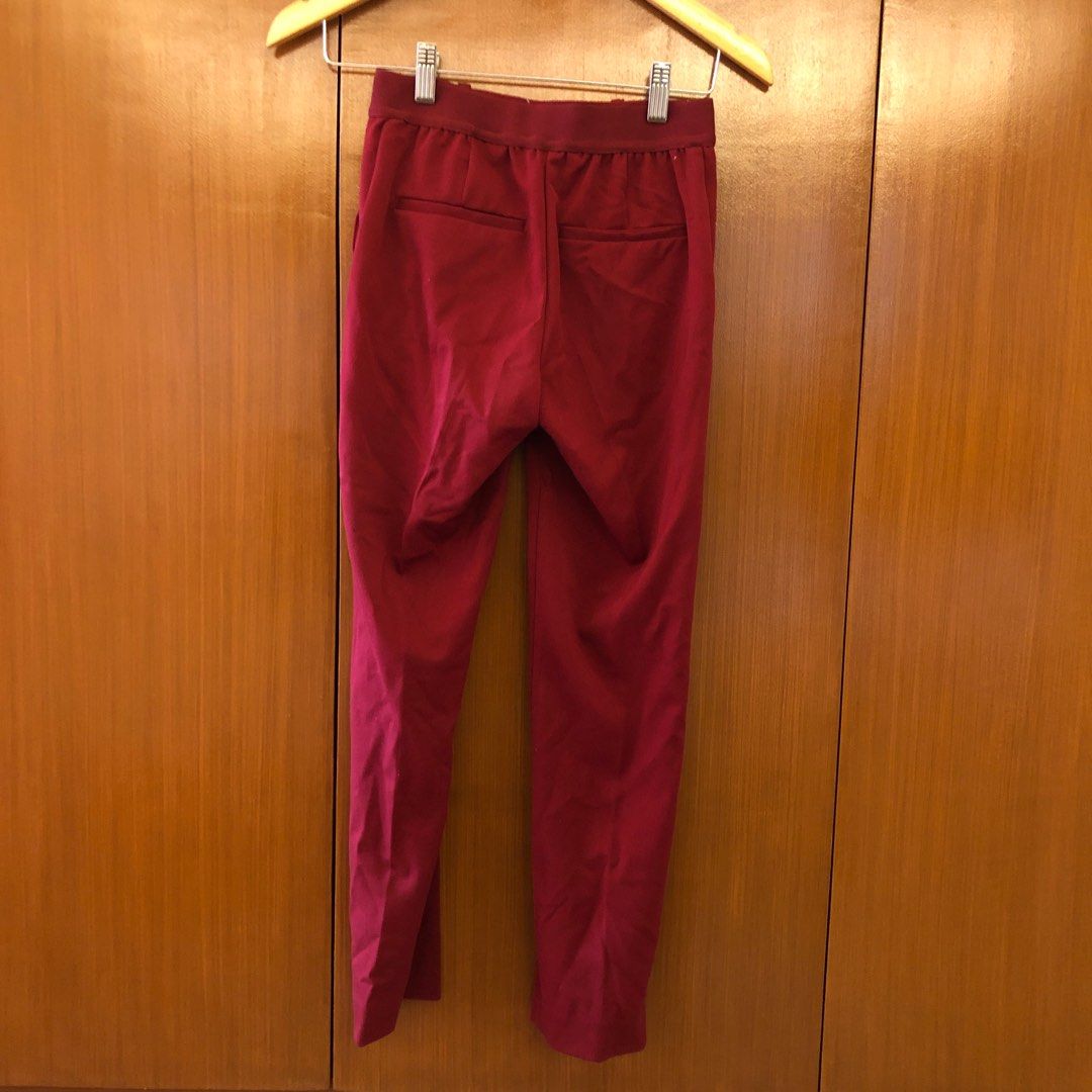 H&M Red Trousers (Category: Other Bottoms) located in Cavite. Submitted by lovedbytinnie (Listing ID 1265141801, Image 2). Description: - Waistline: 24-26 inches - Length: 34.5 Inches - Garterized waist - No zipper ❌ No Return. No Exchange. No Cancellation. ✉️ No reply/No payment after 2 days of reservation will be given to another potential buyer 💳 BDO/GCASH 📦 Shipping via Gogo Xpress only on weekends, to be paid by buyer 👗 Items will be laun