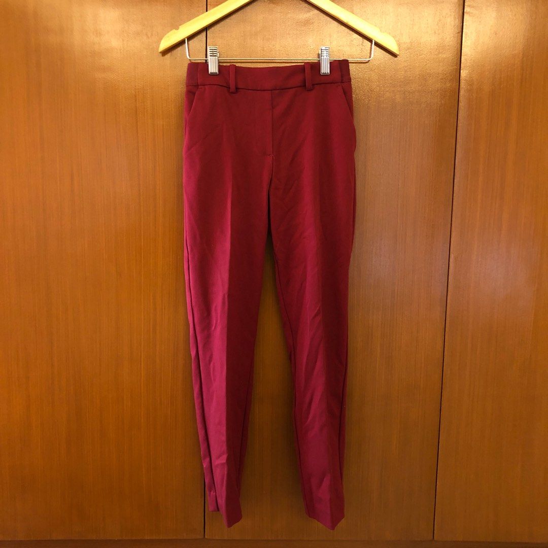 H&M Red Trousers (Category: Other Bottoms) located in Cavite. Submitted by lovedbytinnie (Listing ID 1265141801, Image 1). Description: - Waistline: 24-26 inches - Length: 34.5 Inches - Garterized waist - No zipper ❌ No Return. No Exchange. No Cancellation. ✉️ No reply/No payment after 2 days of reservation will be given to another potential buyer 💳 BDO/GCASH 📦 Shipping via Gogo Xpress only on weekends, to be paid by buyer 👗 Items will be laun