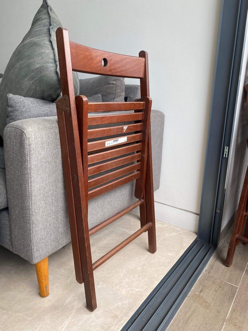 Ikea wooden Foldable Chairs x 2, Furniture & Home Living, Furniture