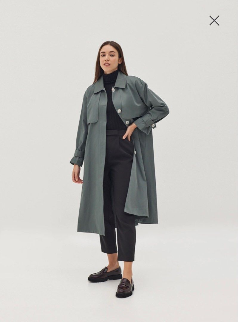 Kensie ruffle shop twill coat