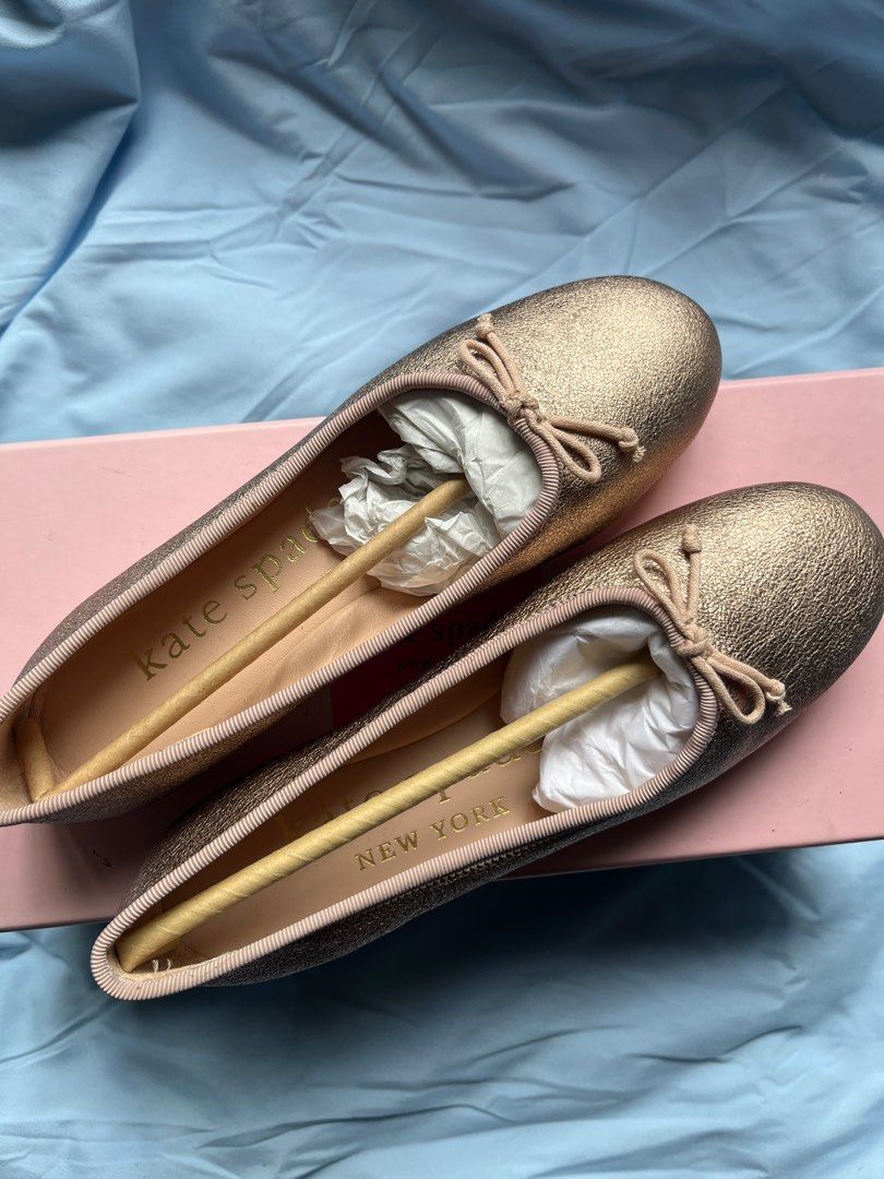 Kate spade gold flats on sale