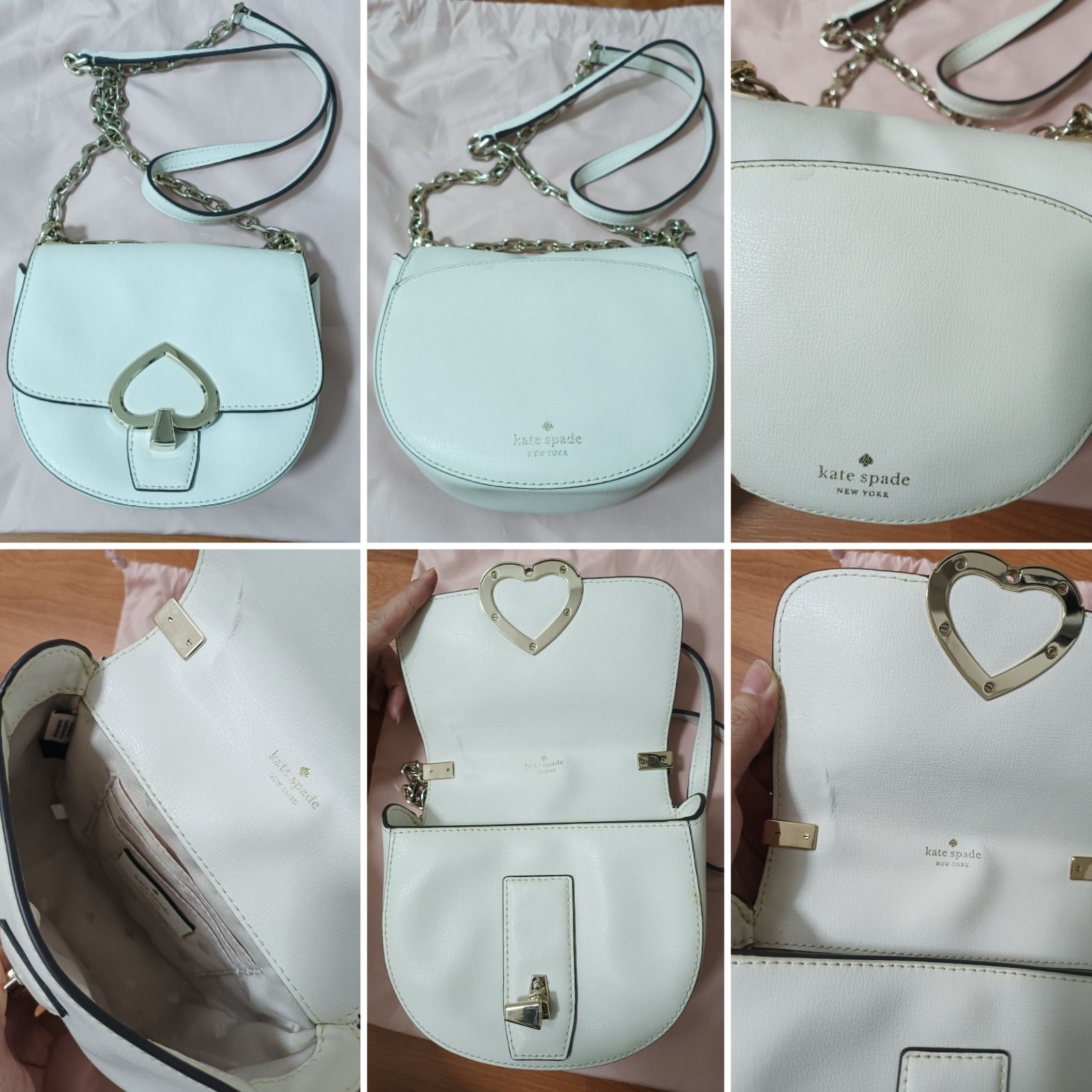 Kate Spade Robyn Medium Chain Saddle Bag in White