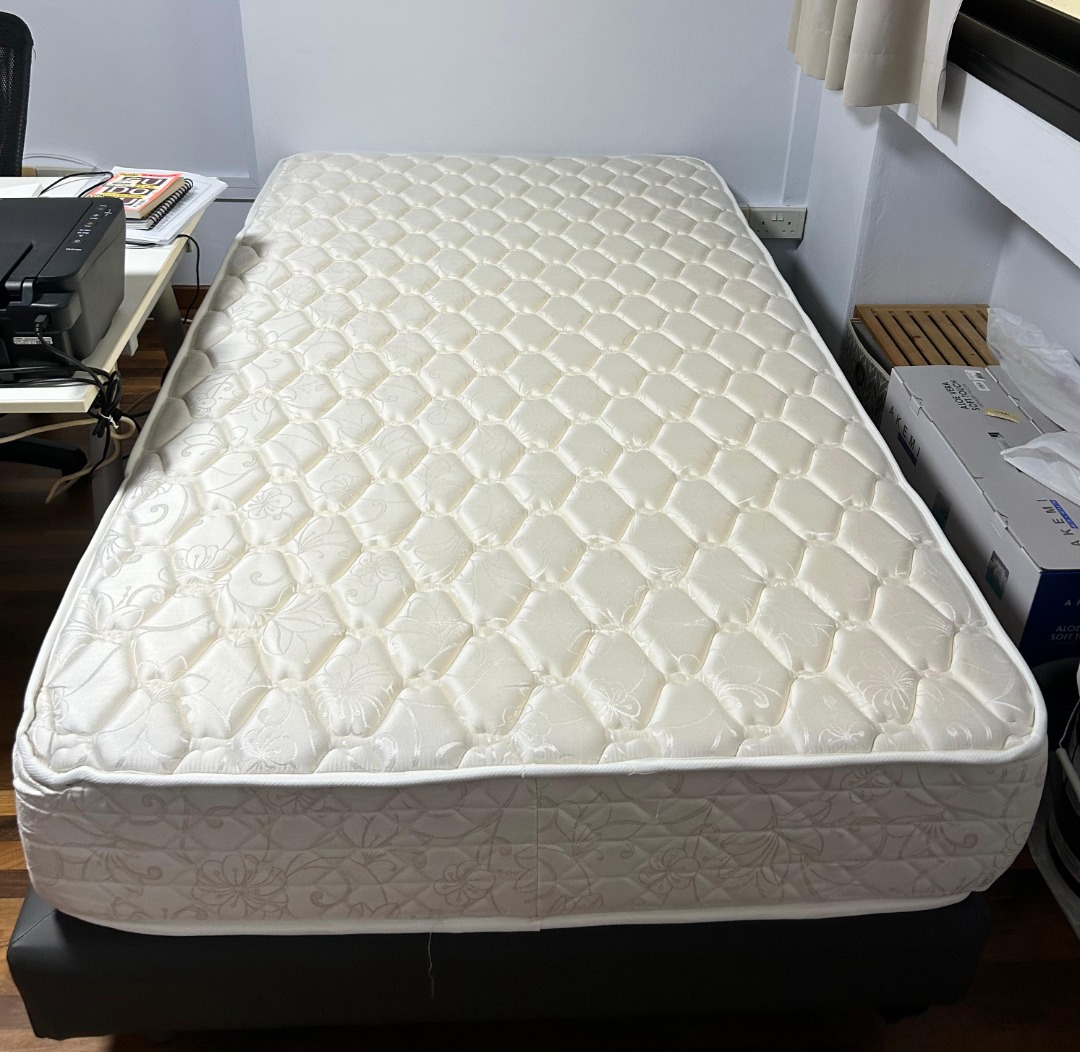 King Koil SuperSingle Spring Mattress (with free bedframe), Furniture