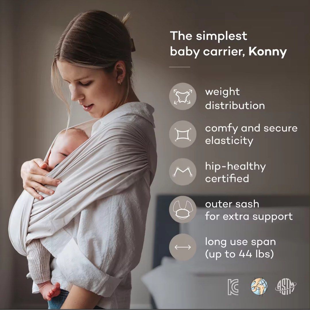 Konny Baby Carrier Elastech™ - Pattern, Hassle-Free Baby Wrap Carriers, Ultra-Lightweight Baby Sling