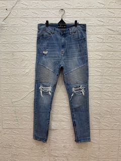KSCY MELBOURNE ripped zipper biker jeans Balmain style