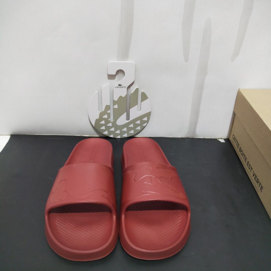 Lacoste Men's Croco Synthetic Sandals Dark Red