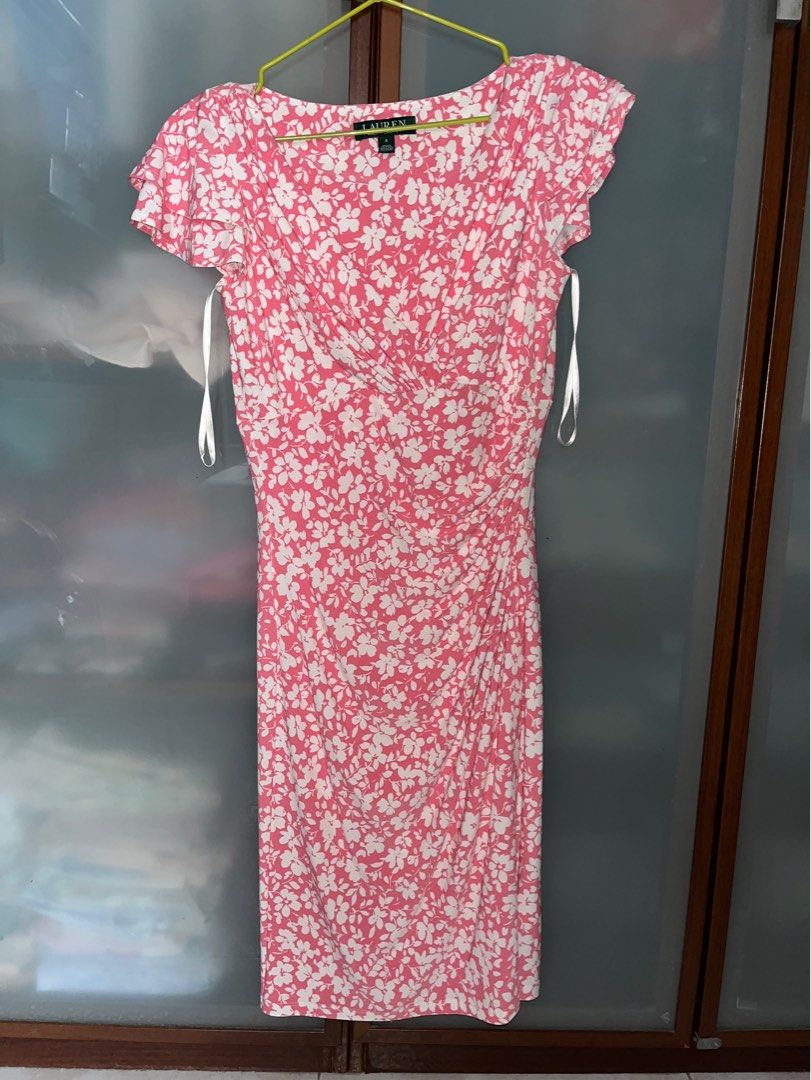 Ralph lauren floral print ruched dress on sale