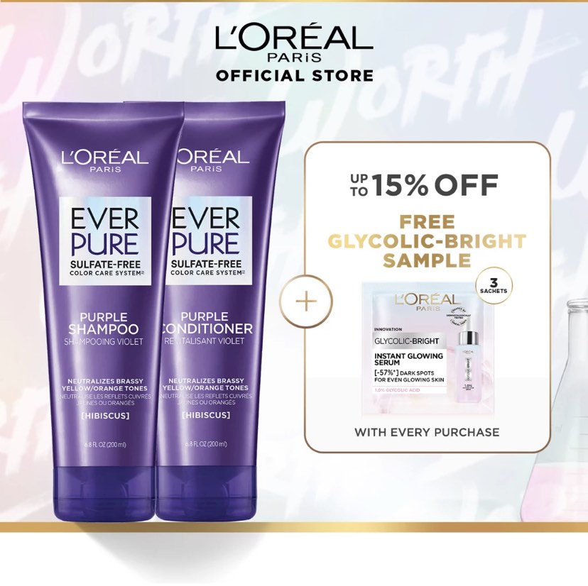 LOREAL PURPLE SHAMPOO AND CONDITIONER SET, Beauty & Personal Care, Hair