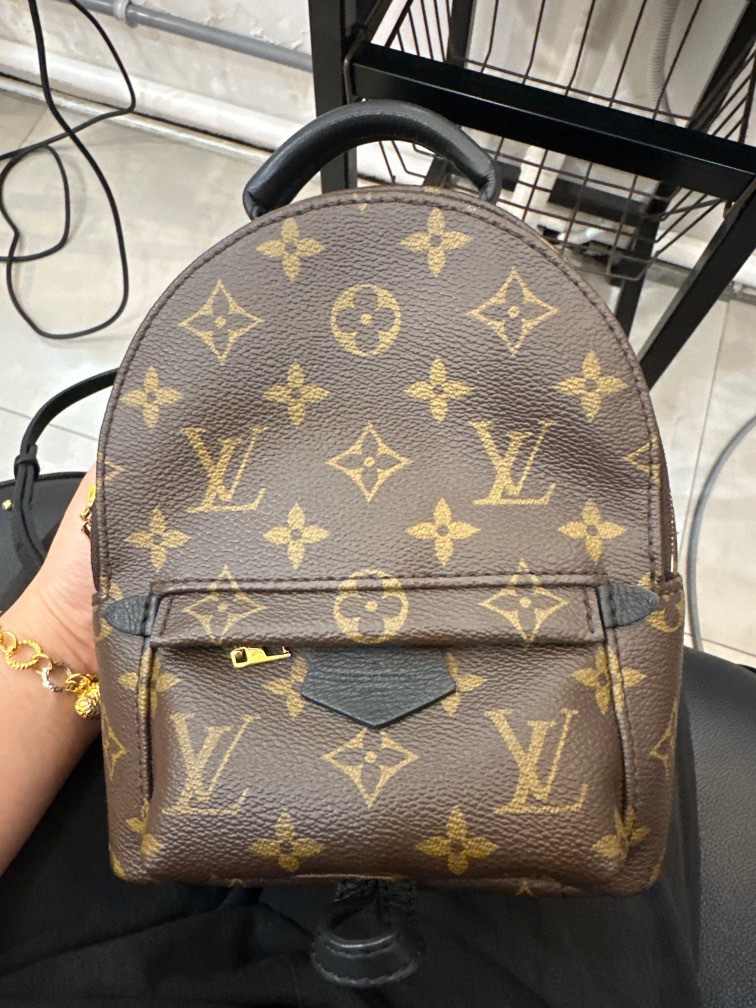 Louis Vuitton Ebene Reverse Monogram Coated Canvas Mini Palm Springs Backpack Gold Hardware, 2021 (Like New)