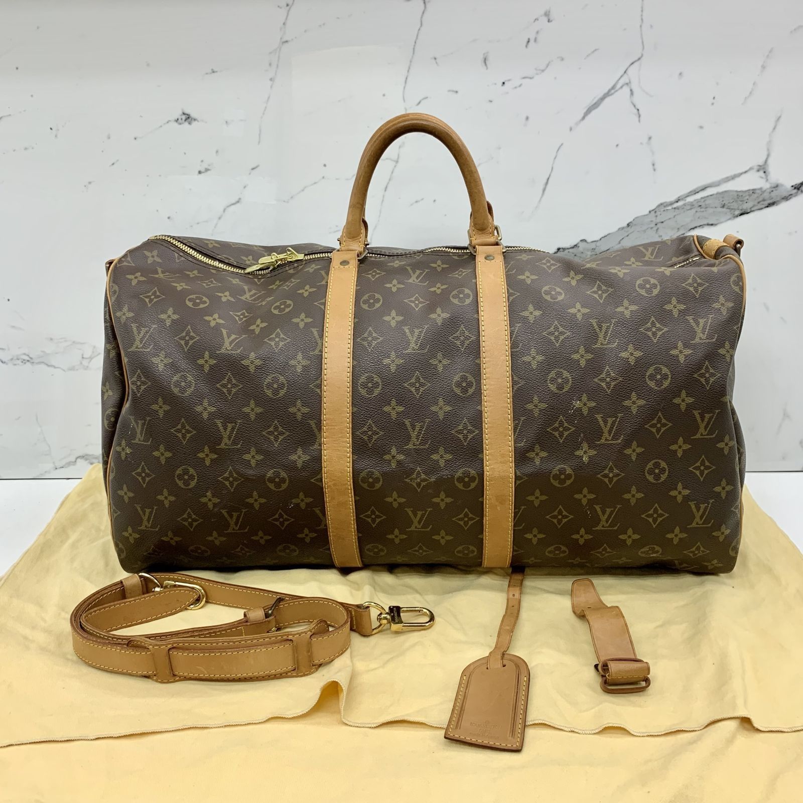 LOUIS VUITTON MONOGRAM KEEPALL BANDOULIERE 55 DUFFLE BAG 237037008 WE