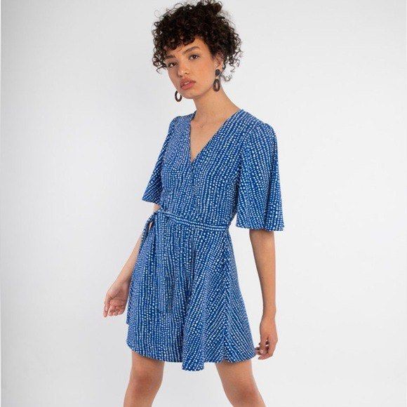 Mango blue polka dot dress online