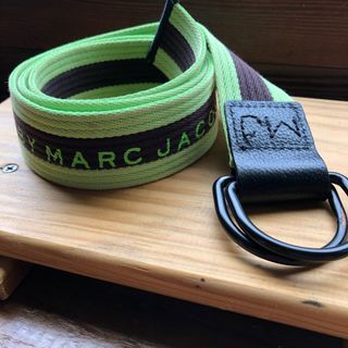 Marc by Marc jacobs 帆布皮帶/雙圈環設計/休閒皮帶/保證真品/中性款/y2k風格/螢光綠/美國代購