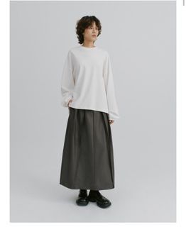 （全新）MELSIGN X Mouggan 多褶修身西裝長裙 中灰 M