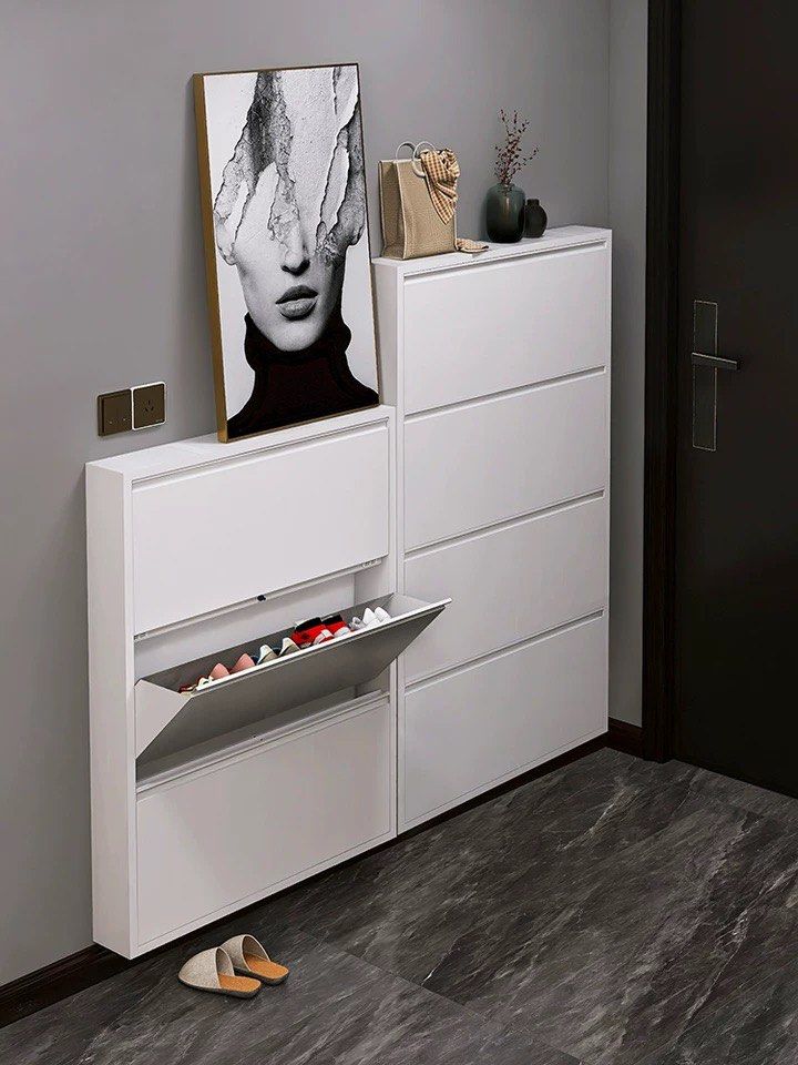 White gloss outlet shoe cabinet