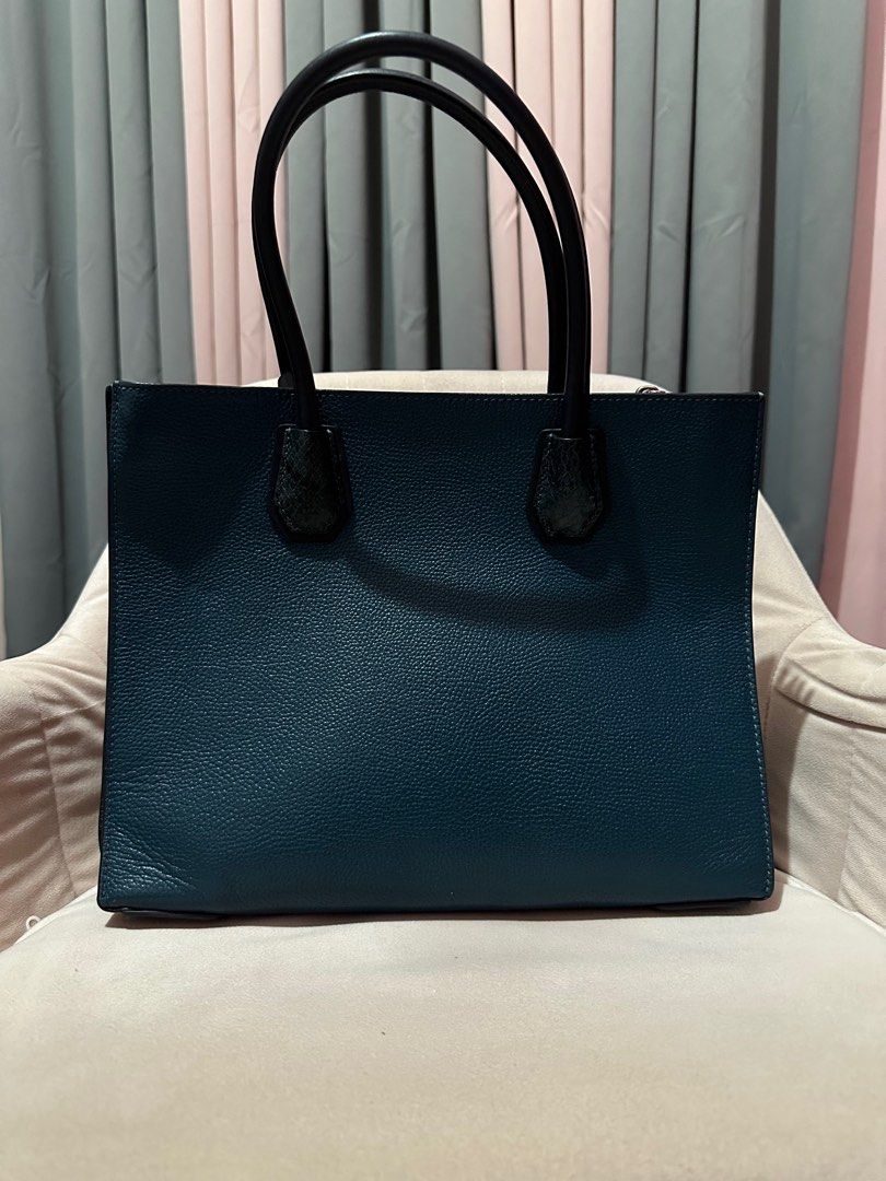 Michael kors Mercer Large Pebbled leather accordion tote bag blue