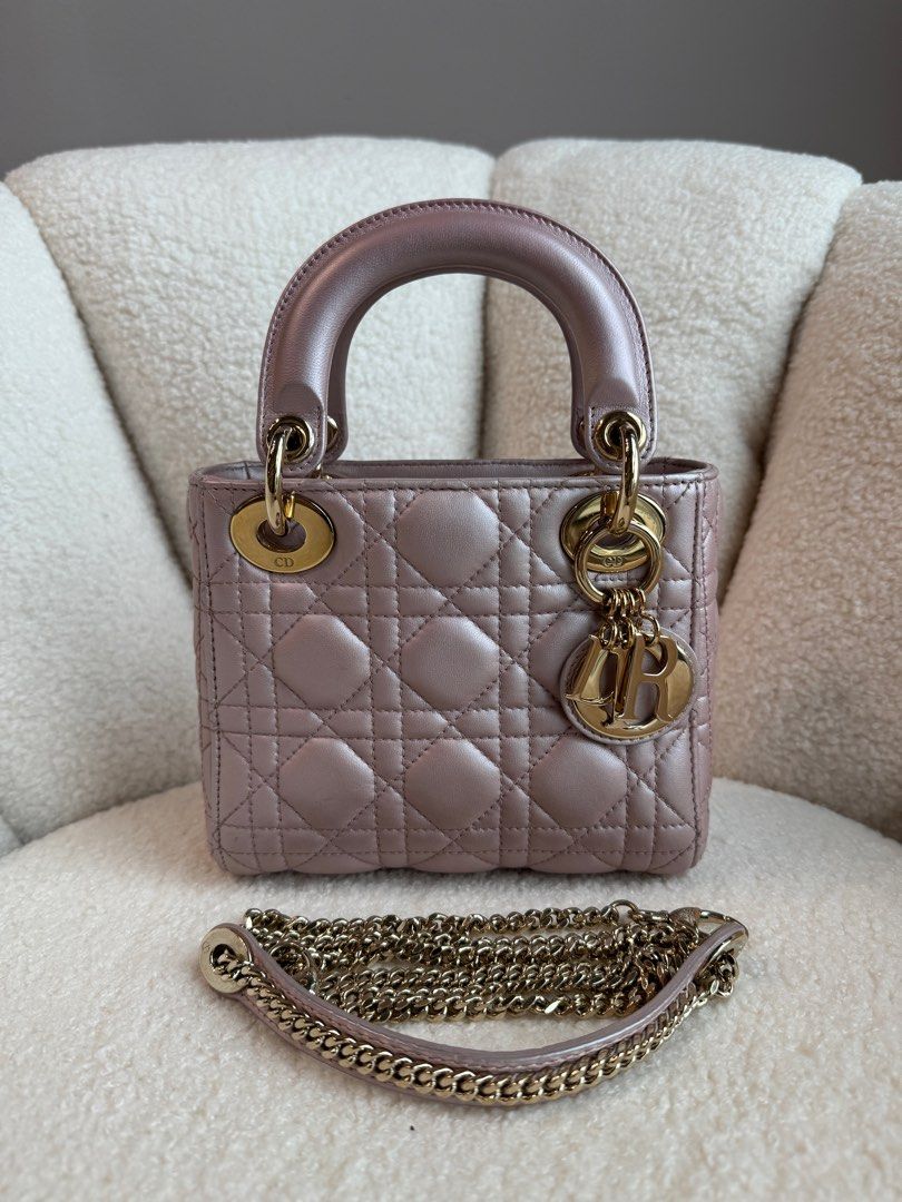 Mini lady dior on sale pearl pink