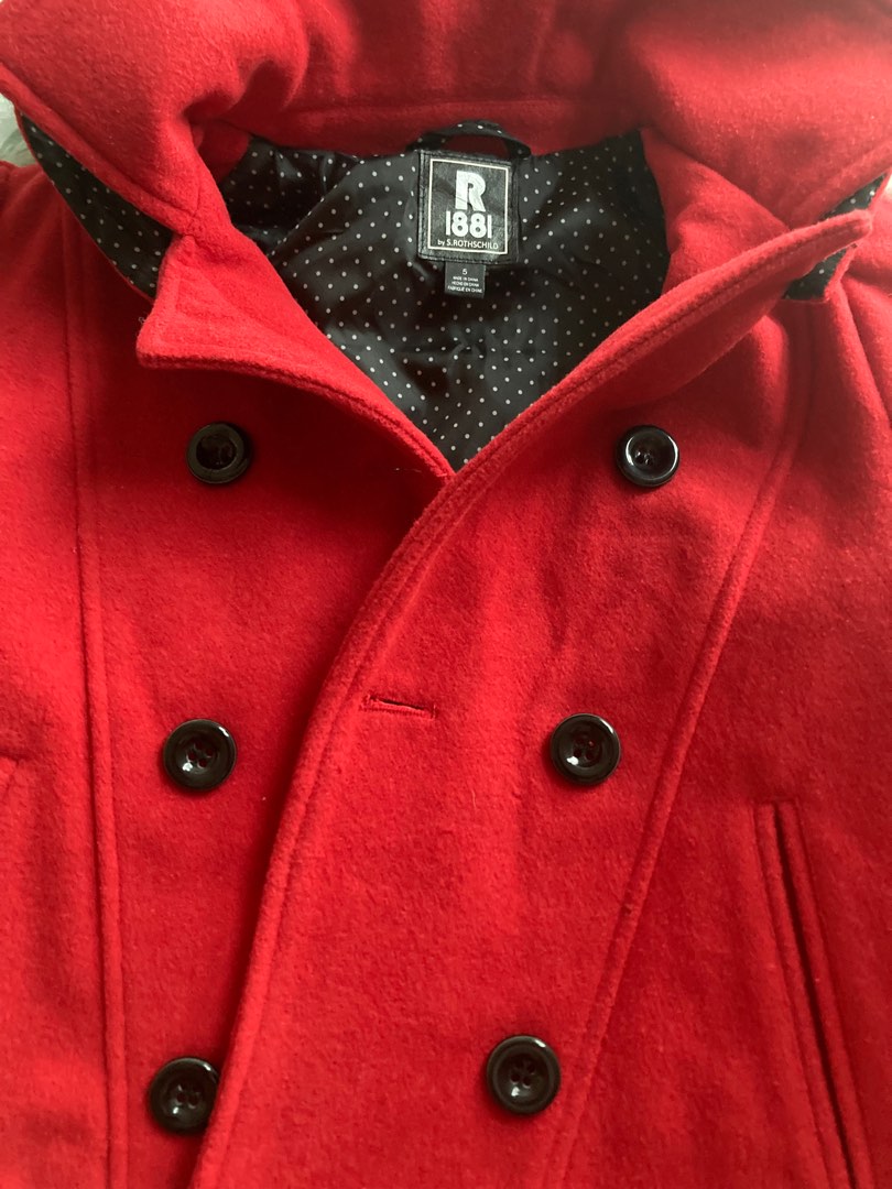 New Girl Winter Pea Coat Jacket in Red 5 year Babies Kids