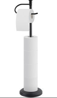 New Toilet Paper Holder Free Standing,Bathroom Black Toilet Paper Holder,Large Storage Capacity Toil