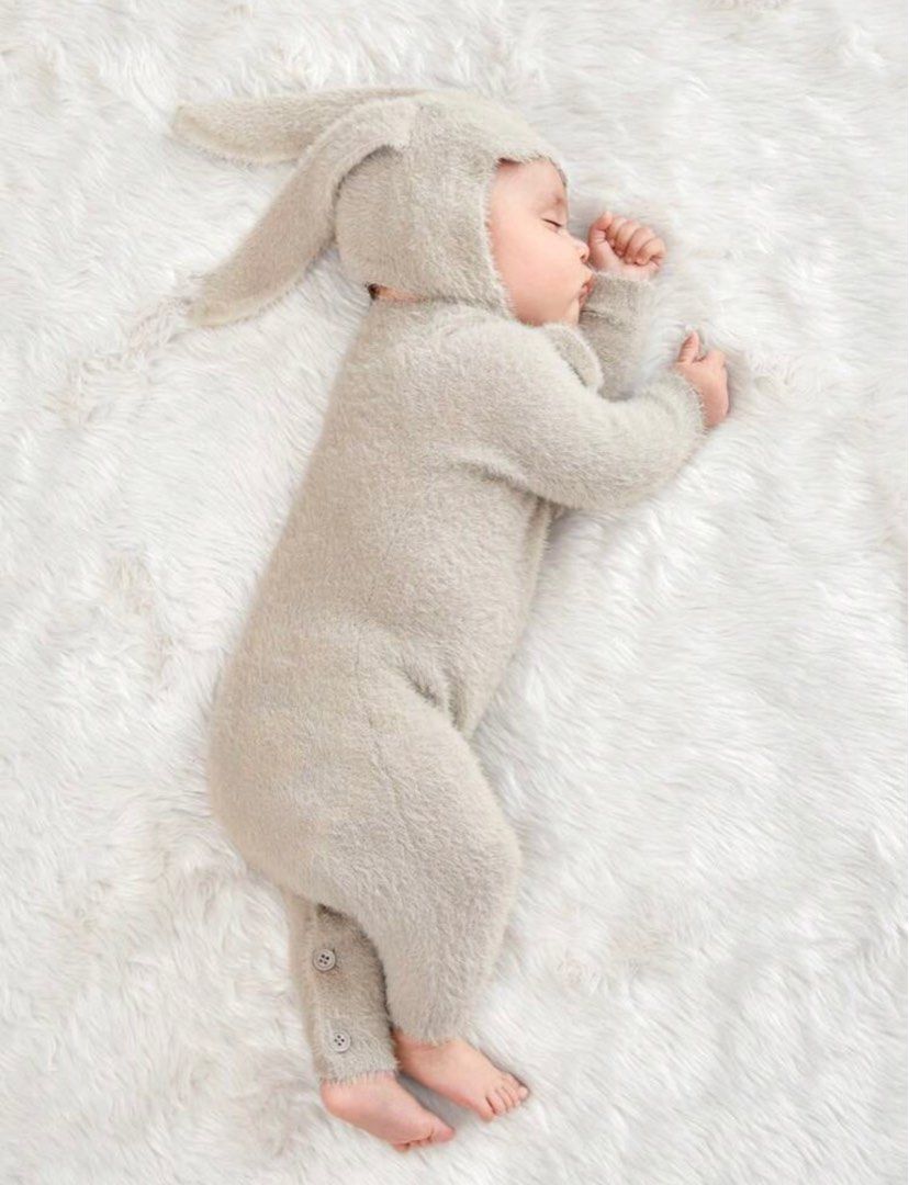 NEWBORN BUNNY RABBIT OUTFIT GREY, Babies & Kids, Babies & Kids Fashion ...