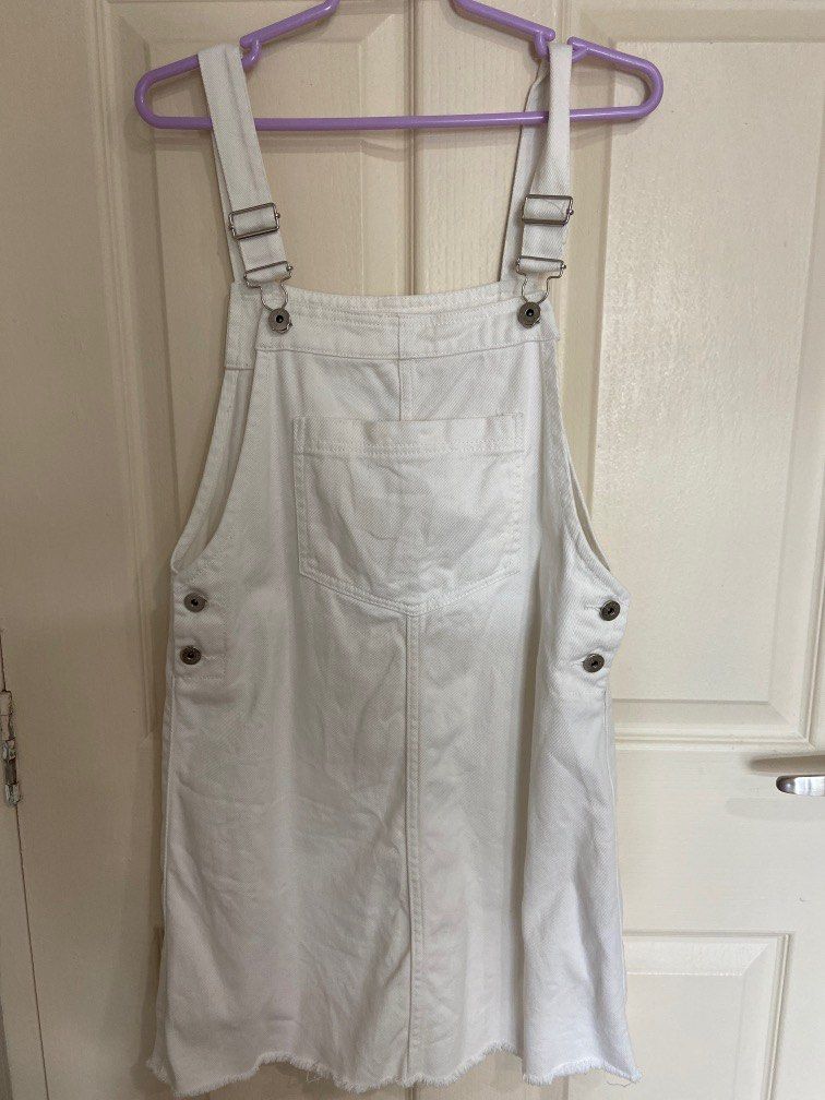 White denim hotsell dungaree dress