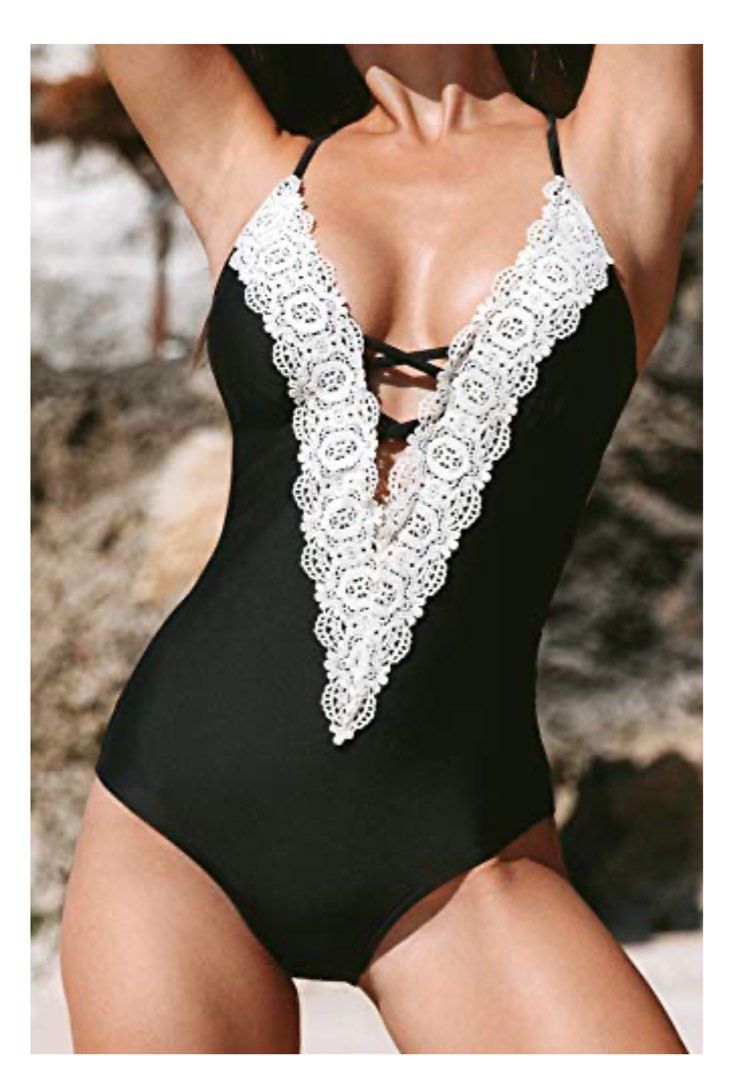 White lace one piece bathing suit shop