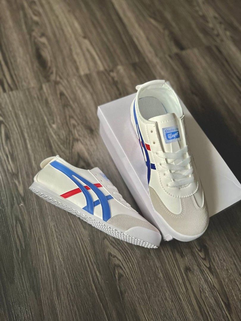 Onitsuka tiger white blue saiz 39 44 Men s Fashion Footwear