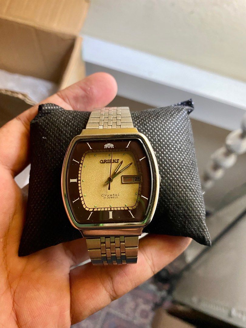Orient Crystal 21 Jewels Automatic Rectangular Yellow Dial Watch