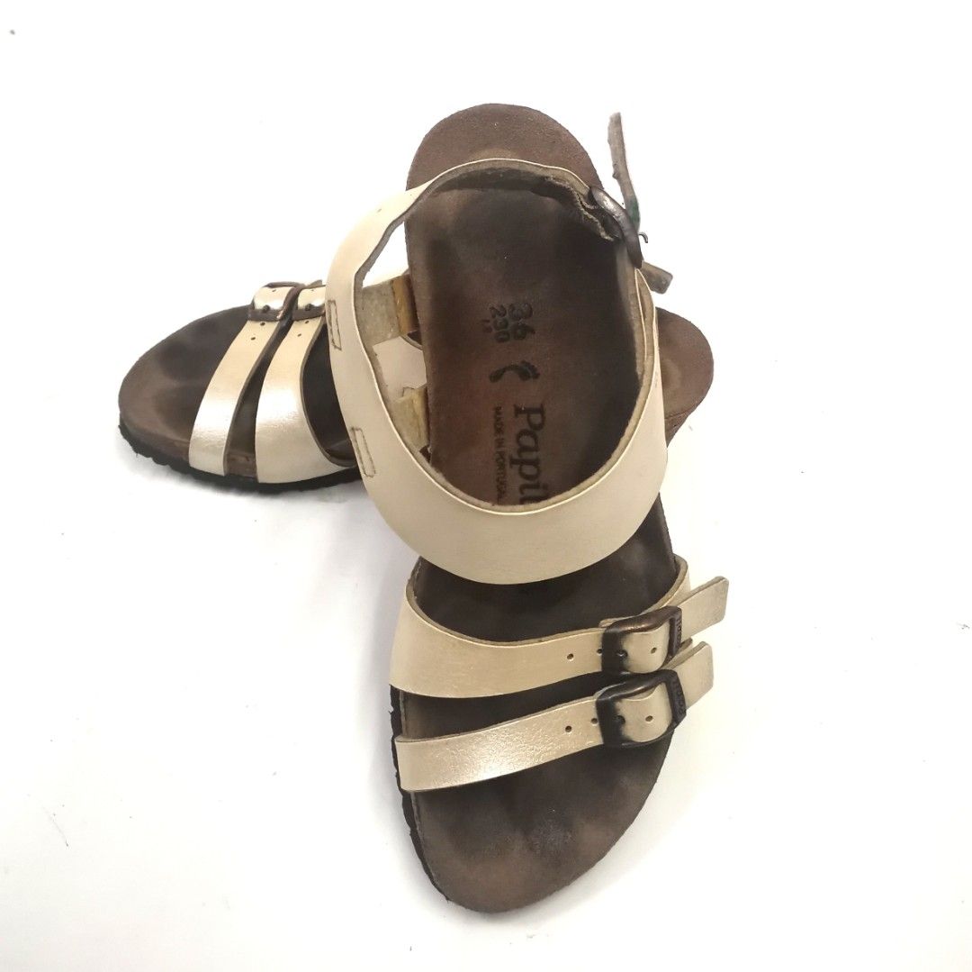 Papillio Ellen Birko Flor Sandals in Pearl Gold size us5