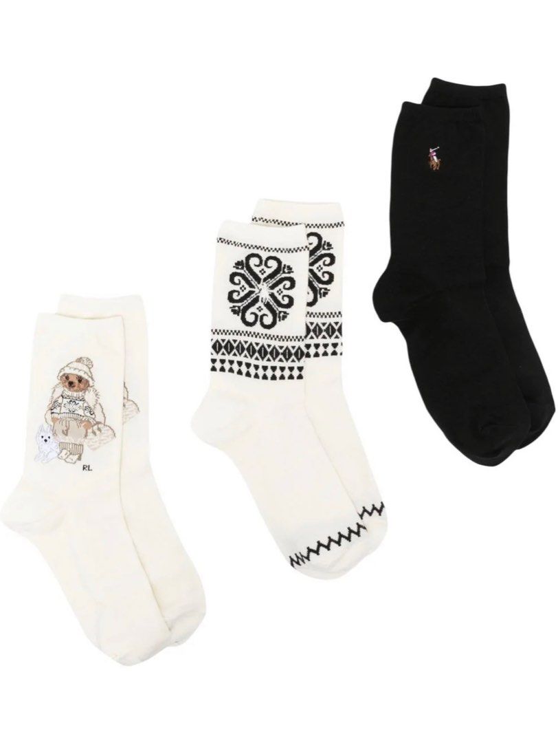 Polo Ralph Lauren Women's socks 3-Pack, 名牌, 飾物及配件- Carousell