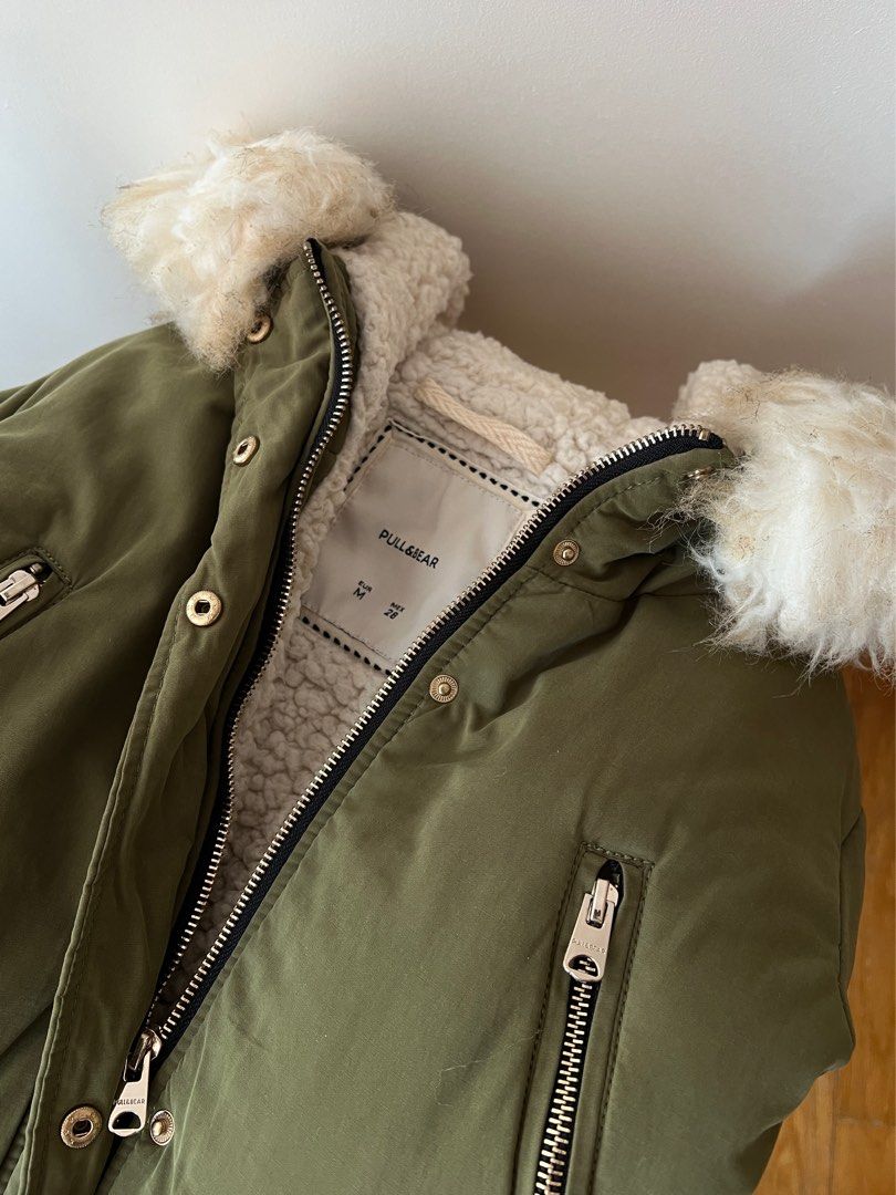 Pull and Bear Winter Coat Green