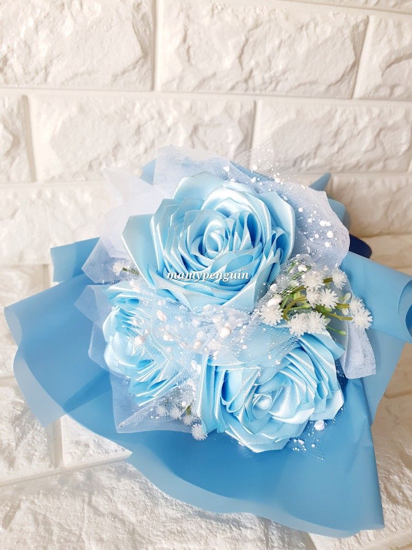 Tanabata Valentine's Day Paper Love Silk Blue Rose Bouquet - Temu