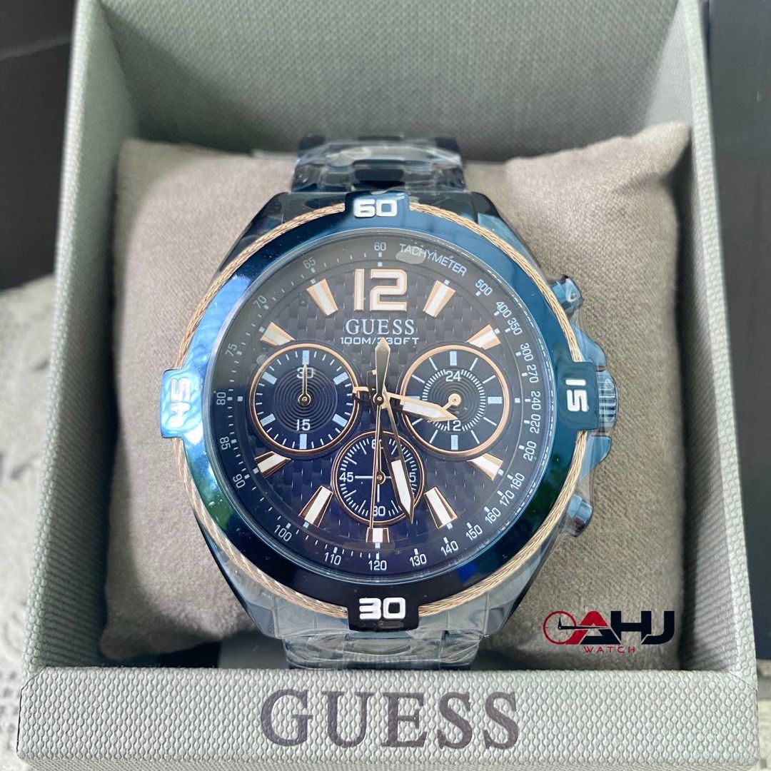 RESTOCK ORIGINAL GUESS SURGE CHRONOGRAPH BLUE DIAL BLUE STEEL MENS WATCH W1258G3