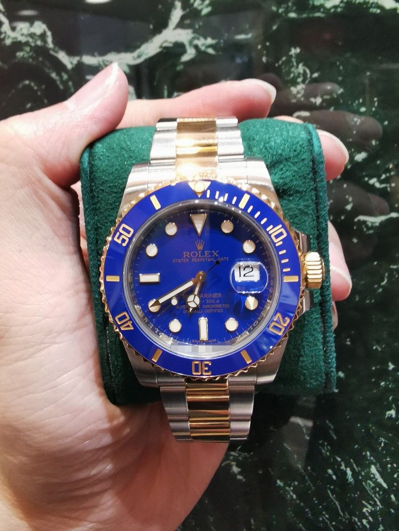 Rolex Submariner 40 half gold matt blue 116613lb Luxury Watches on Carousell