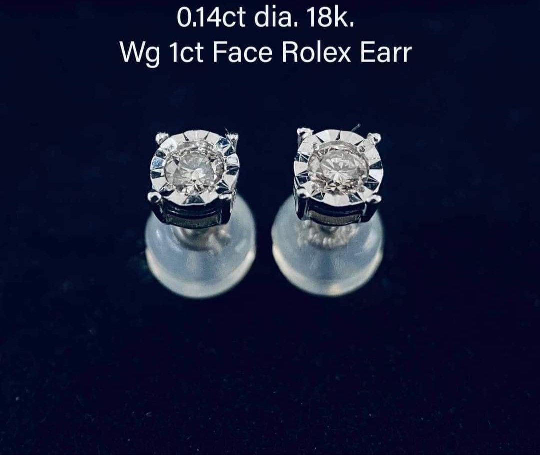 SALE .14ct diamond rolex earrings Women s Fashion Jewelry Organizers Earrings on Carousell