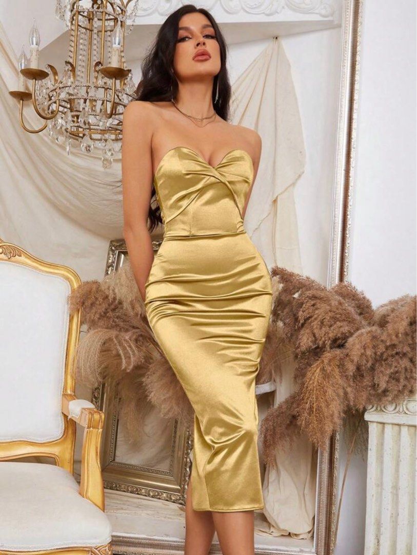 SALE Gold Tube Bodycon Dress Women s Fashion Dresses Sets