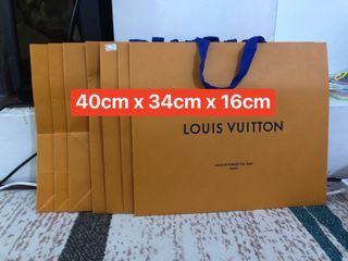 Authentic Louis Vuitton LV Orange Paper Shopping Gift Bag 17"