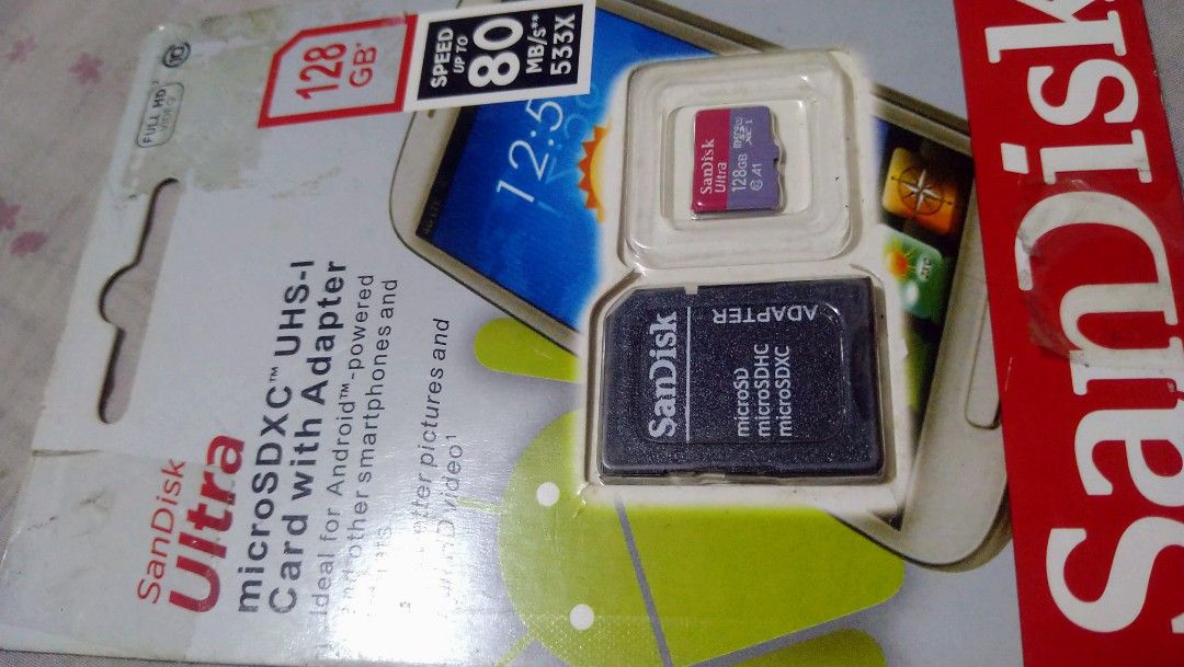 SanDisk authentic 128 ultra mem card (Category: Hard Disks & Thumbdrives) located in Mandaluyong City. Submitted by silentshark_08cad1 (Listing ID 1265295551, Image 1). Description: brand new sealed product SanDisk authentic.