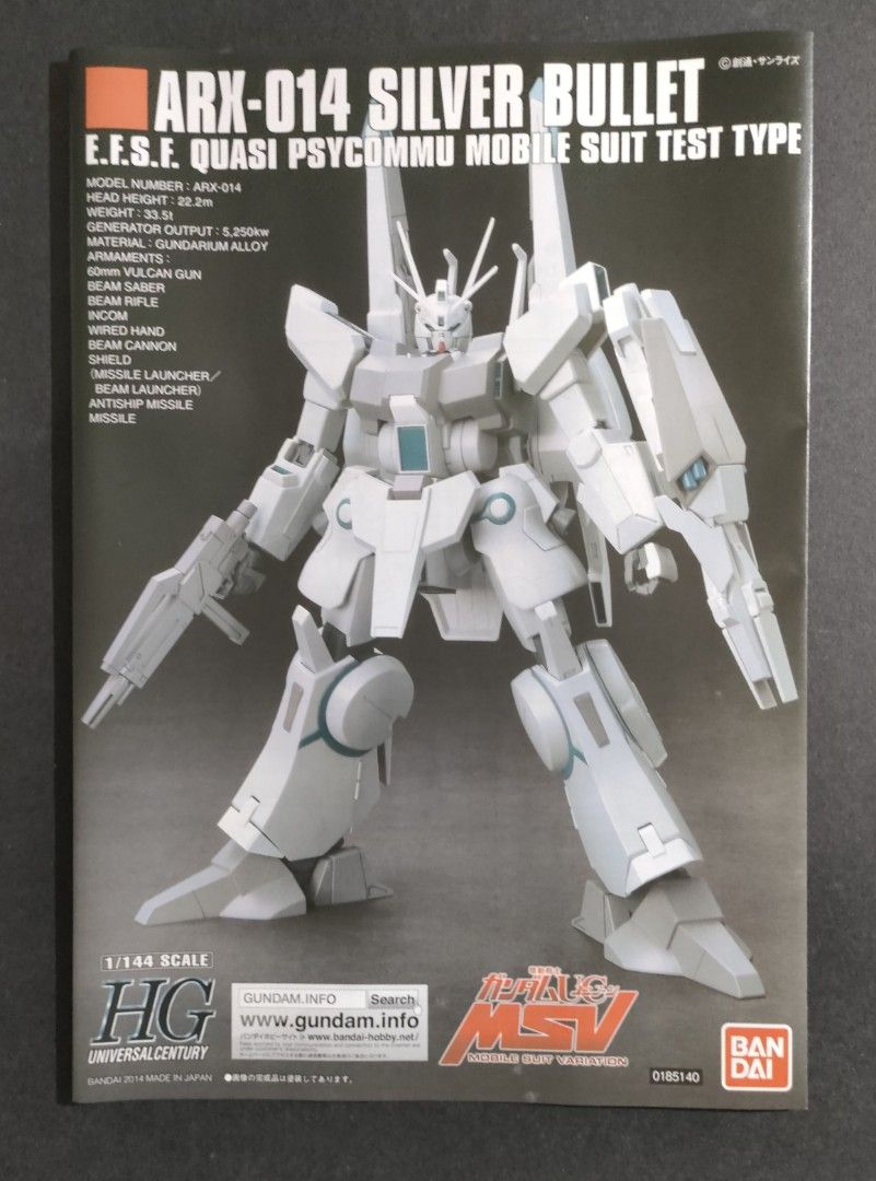 [Scale Model] Bandai - ARX-014 Silver Bullet E.F.S.F. Quasi Psycommu ...