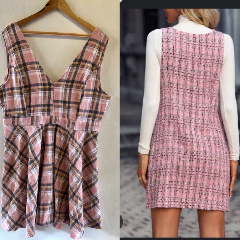 Plaid jumper dress plus size online