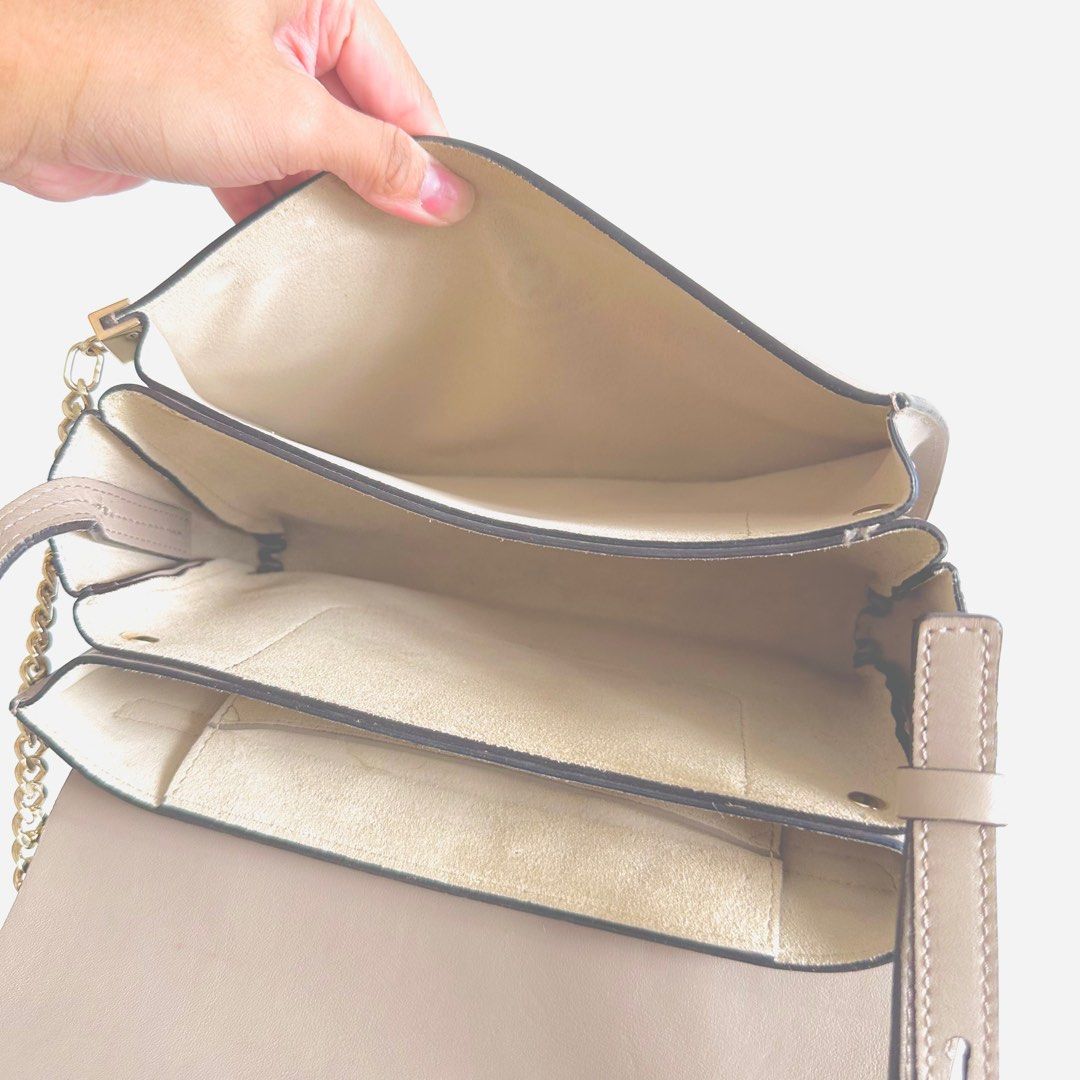 STEAL Chloe Faye Taupe Beige GHW Classic Leather Suede Flap