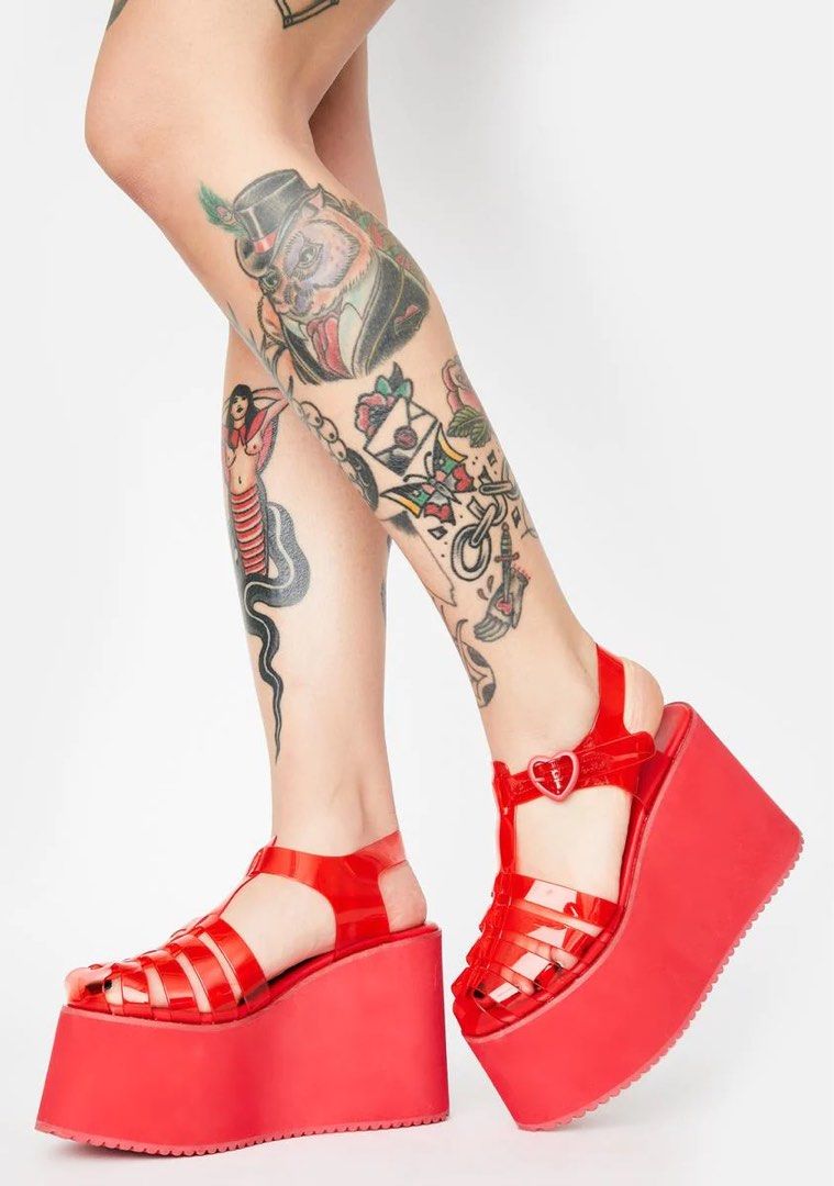 Red jelly sandals womens outlet