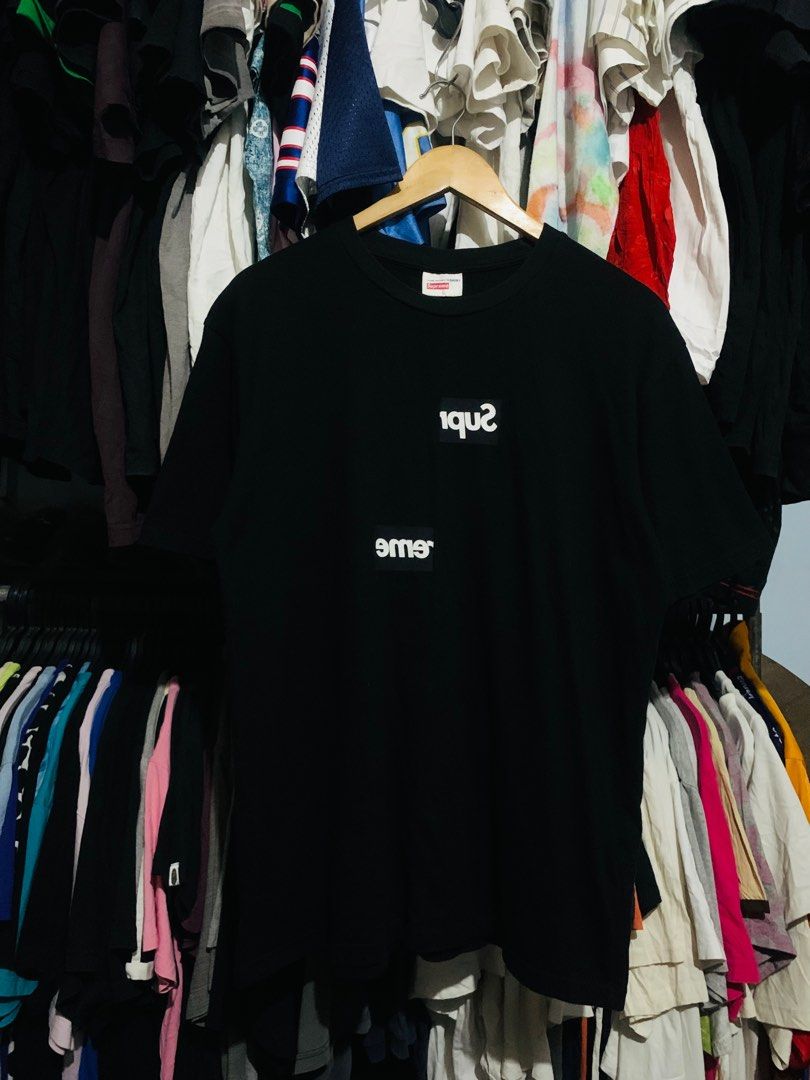 Supreme comme des garcons shirt split box logo hooded sweatshirt black sales