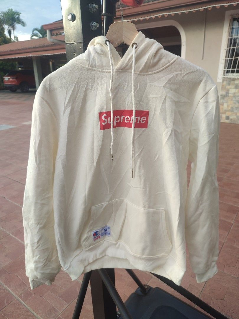 Supreme champion white hoodie cheap