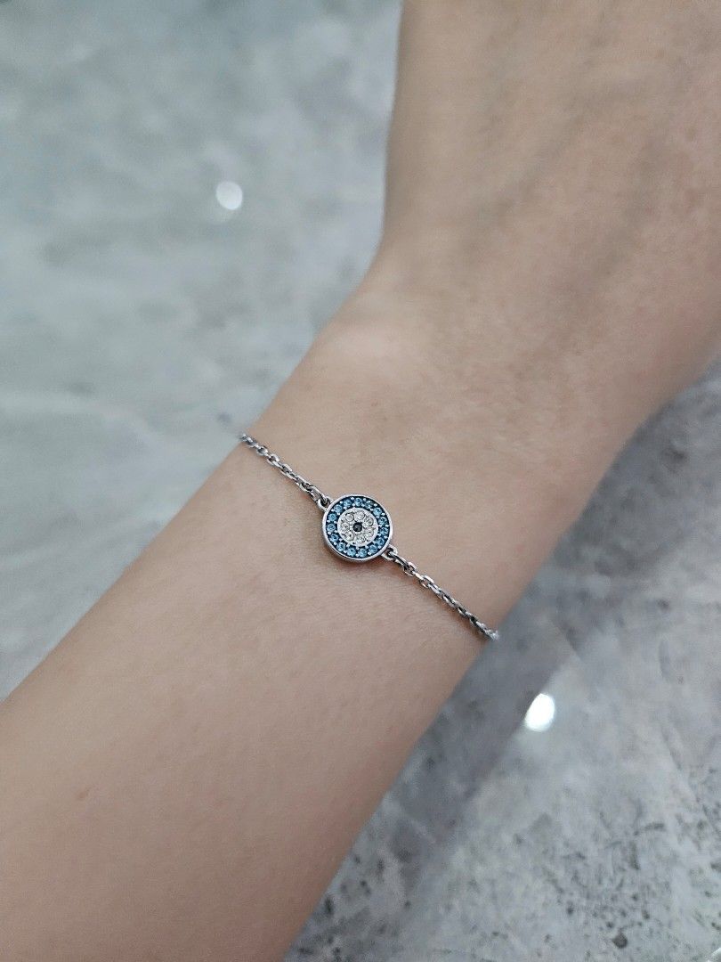 SWAROVSKI LUCKILY EVIL EYE SMALL BRACELET IN RHODIUM