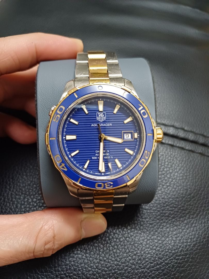 Tag heuer aquaracer hot sale calibre 5 gold blue
