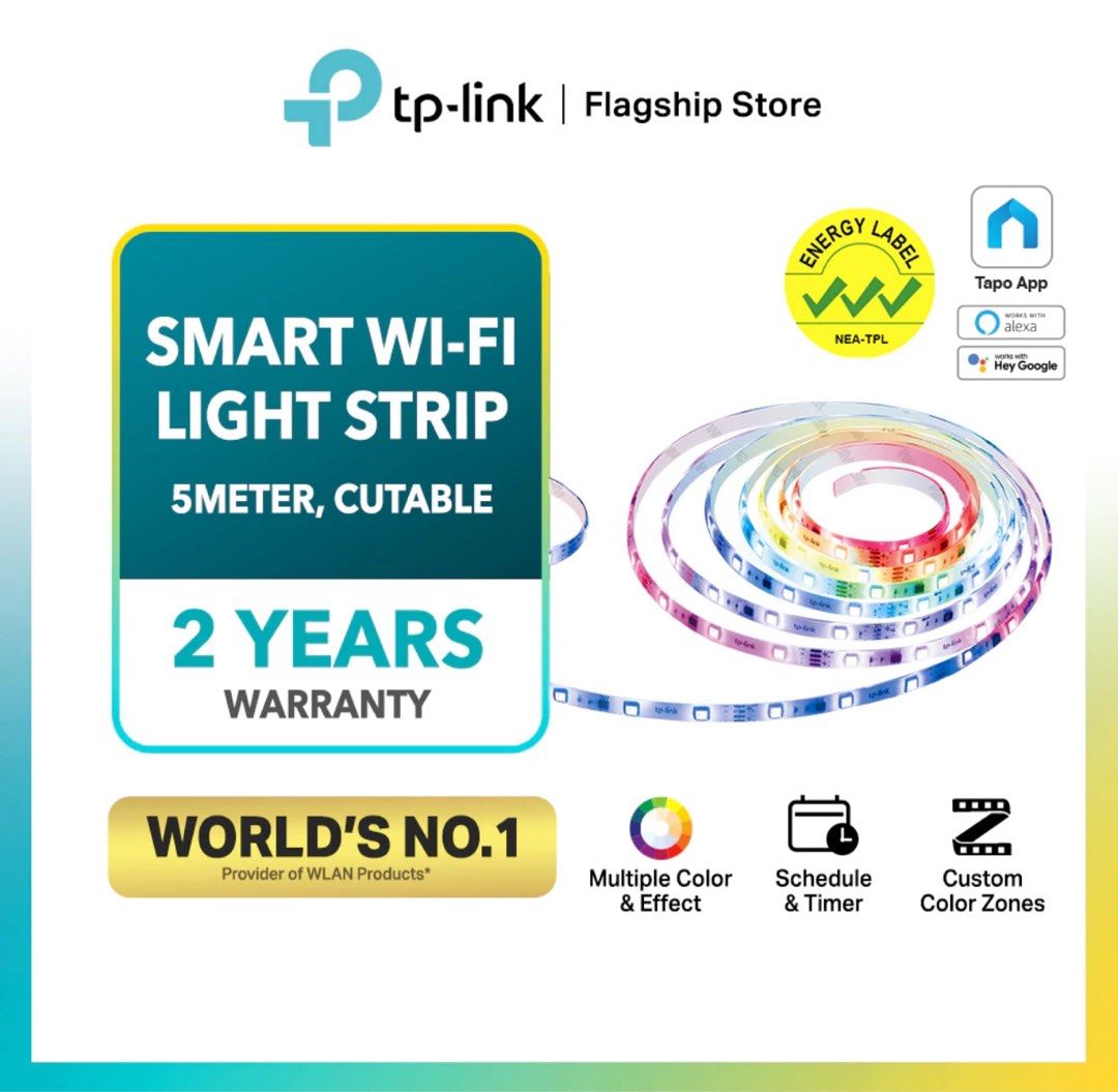 TP-Link Tapo Smart LED Light Strip, 50 Color Zones RGBIC, Sync-to