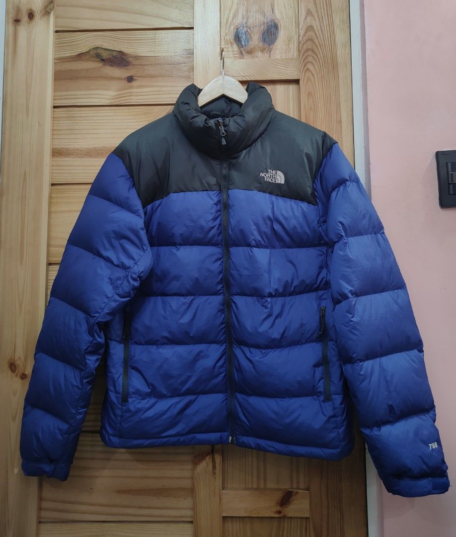 The North Face Jacket Royal Blue Nuptse 700 Series Size medium mens hommes Good condition Color rate 9.5 10 No pinhole Width 22 Length 27