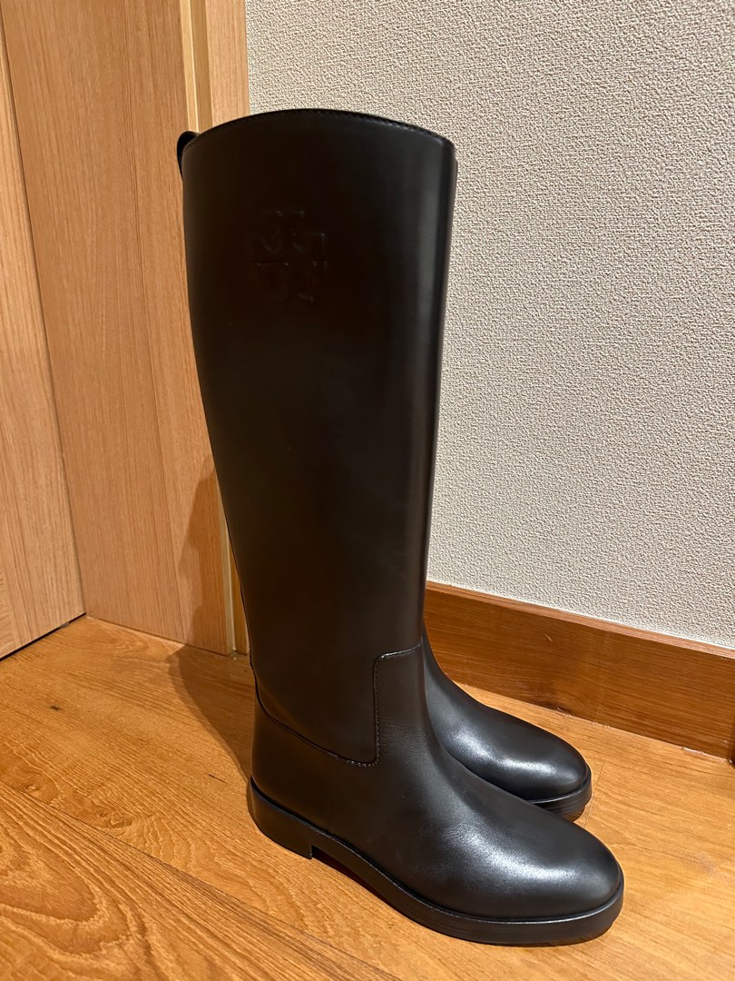 Tory Burch Logo Embossed Tall Leather Boot