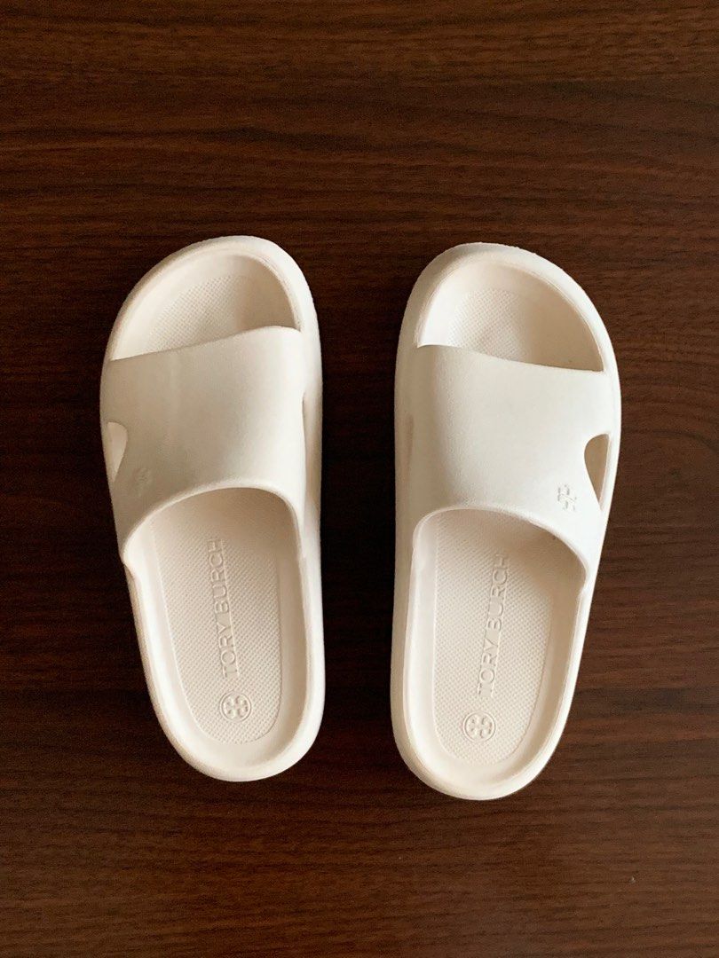 Tory Burch Shower Slides in French Pearl Beige 5B Women s Fashion