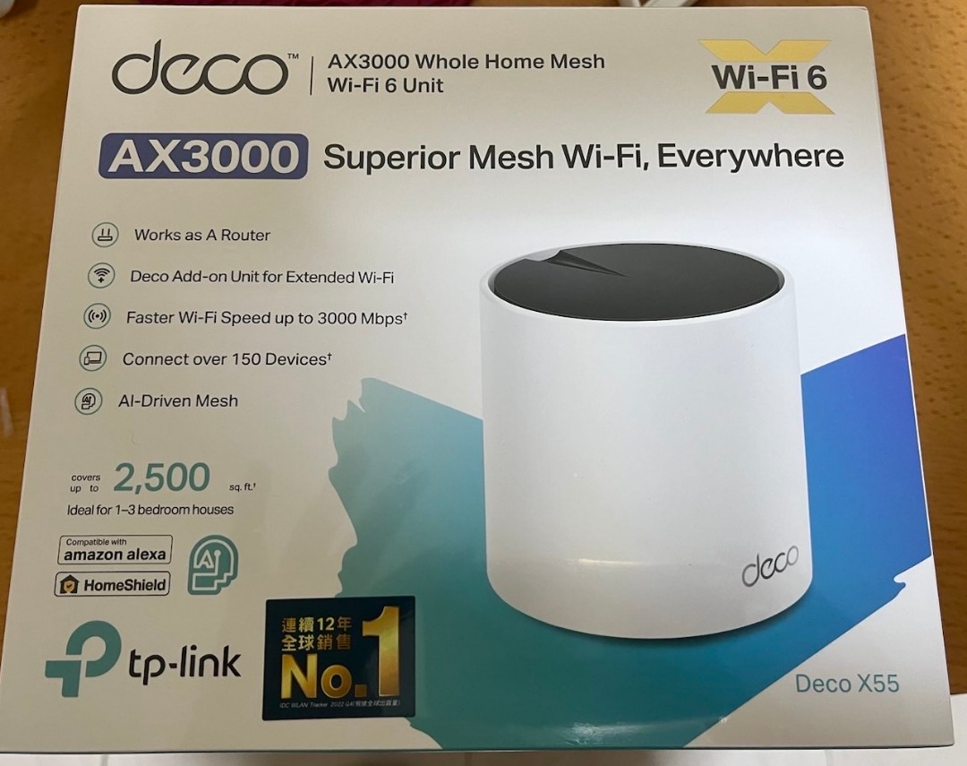 TP-Link Deco X55 AX3000 Wi-Fi 6 Mesh Router (1-pck), 電腦＆科技